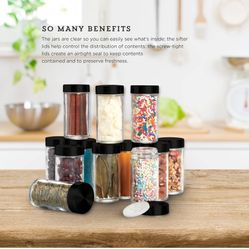 Empty Jars With Black Cap, Set Of 18, 3-Ounce