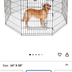 Dog Playpen - Foldable Metal Exercise Puppy Play Pen with 8 24x30in Panels - Indoor/Outdoor Pen with Door for Dogs, Cats or Small Animals