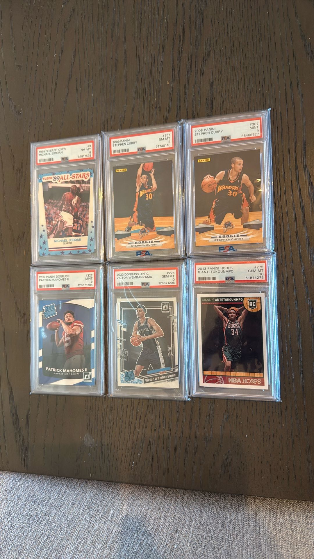 Rookie cards - Steph, Wemby, Giannis, Mahomes & a Michael Jordan bonus