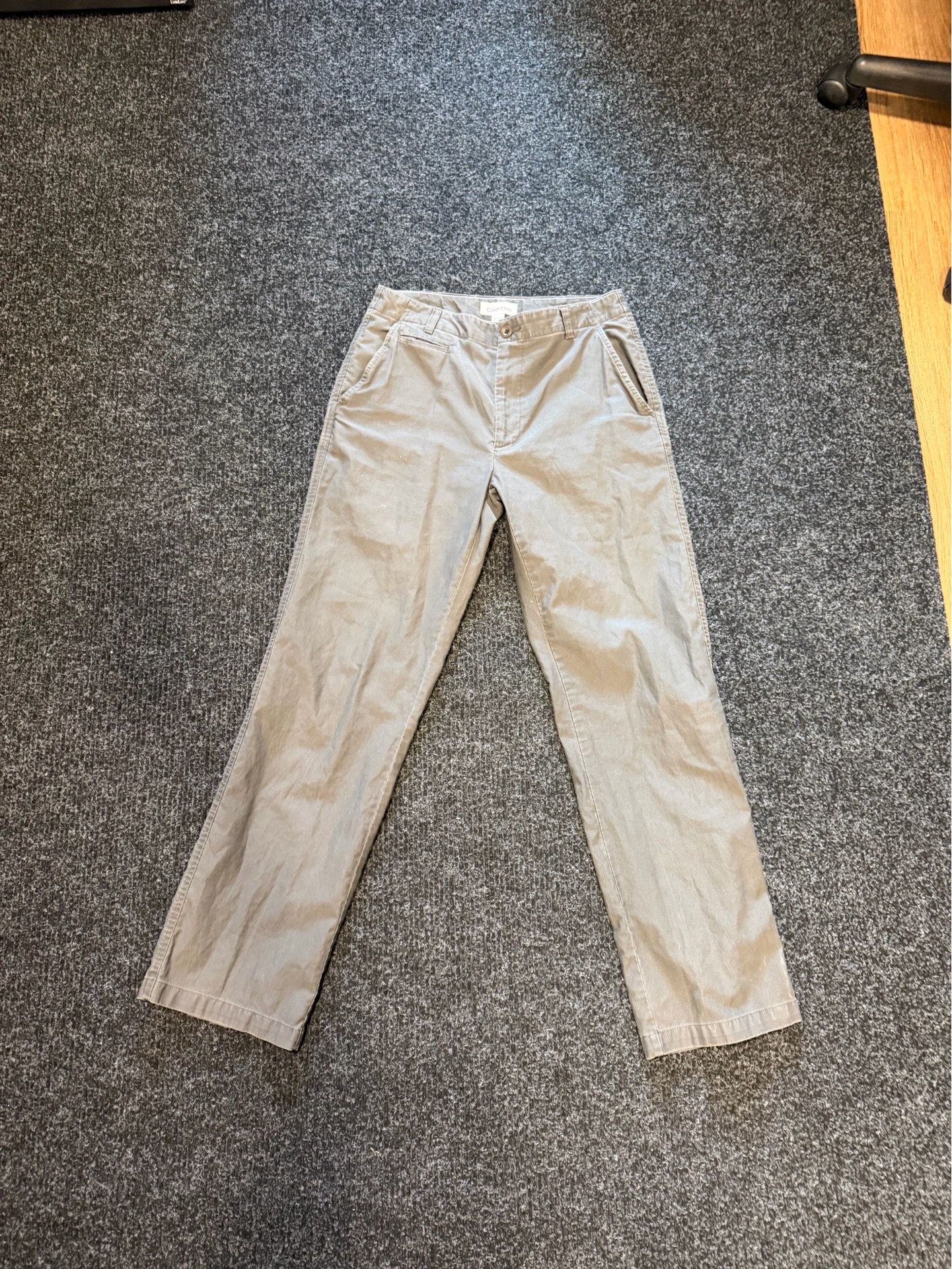 Calvin Klein Men's Beige Chino Pants 31W Regular Fit Cotton Twill Pockets