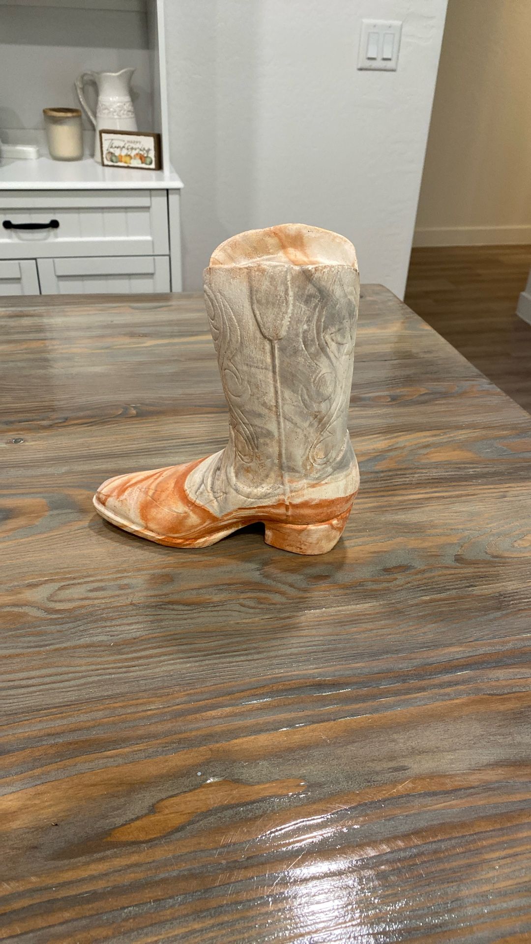 Stone Cowboy/Cowgirl Boot Vase