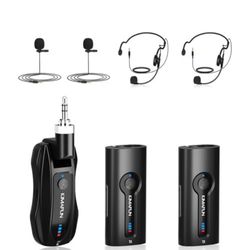 KIMAFUN Wireless Lavalier Microphone System, Wireless 2.4GHz Lapel Mics Handheld Mic 2 in 1 for Teaching, Teachers, Speech, Tour Guiding, Speaker, Amp