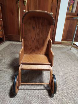 Doll wooden stroller buggy