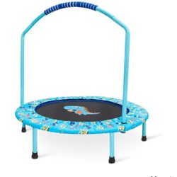 38” Trampoline for Kids Mini Trampoline with Adjustable Handle and Safety Padded Cover Foldable Toddler Trampoline Indoor & Outdoor Rebounder Trampoli