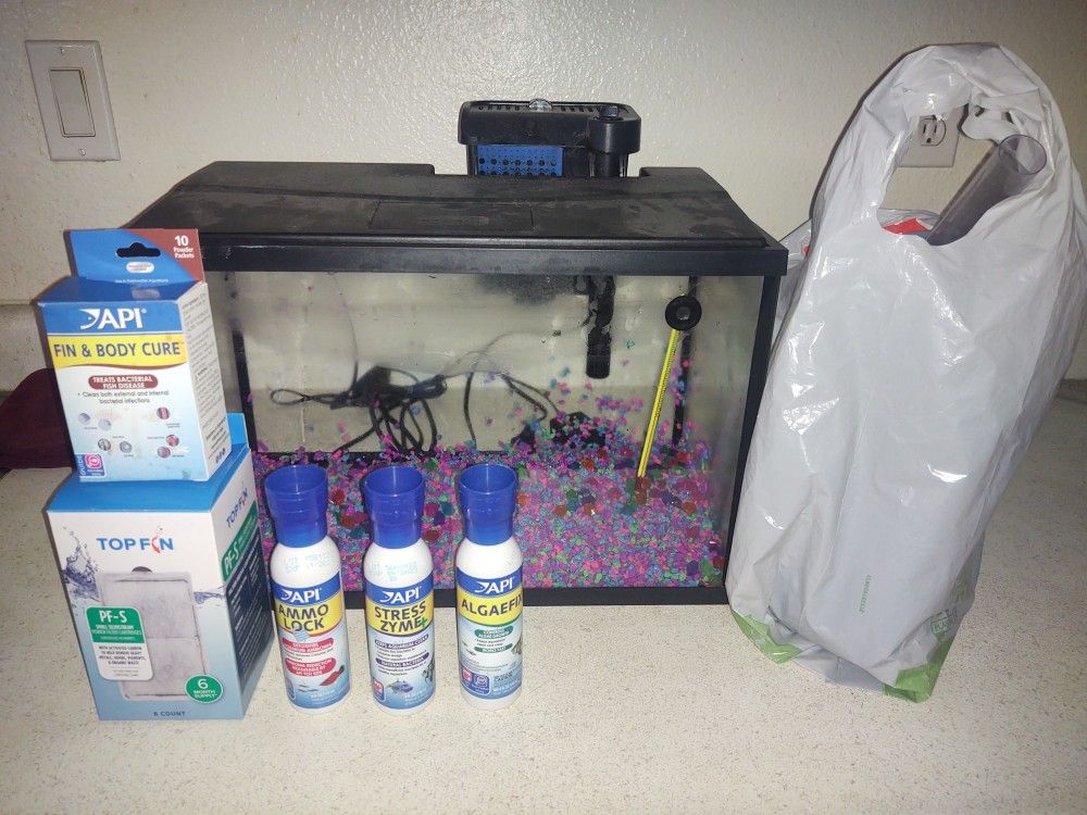 5 Gallon Fish Tank With Filter And Extras 