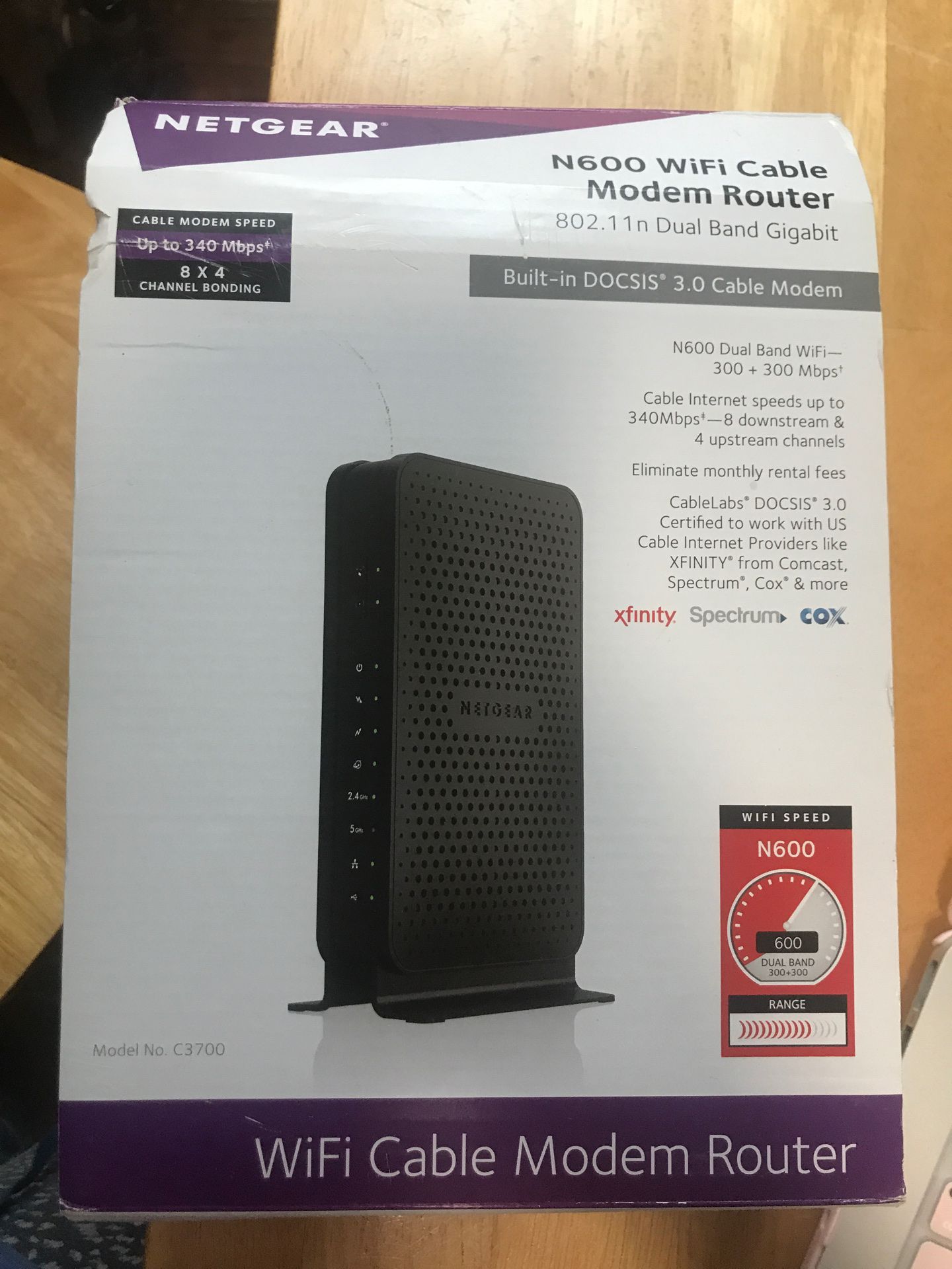 Netgear N600 WiFi Cable Modem Router works with xfinity spectrum and cox