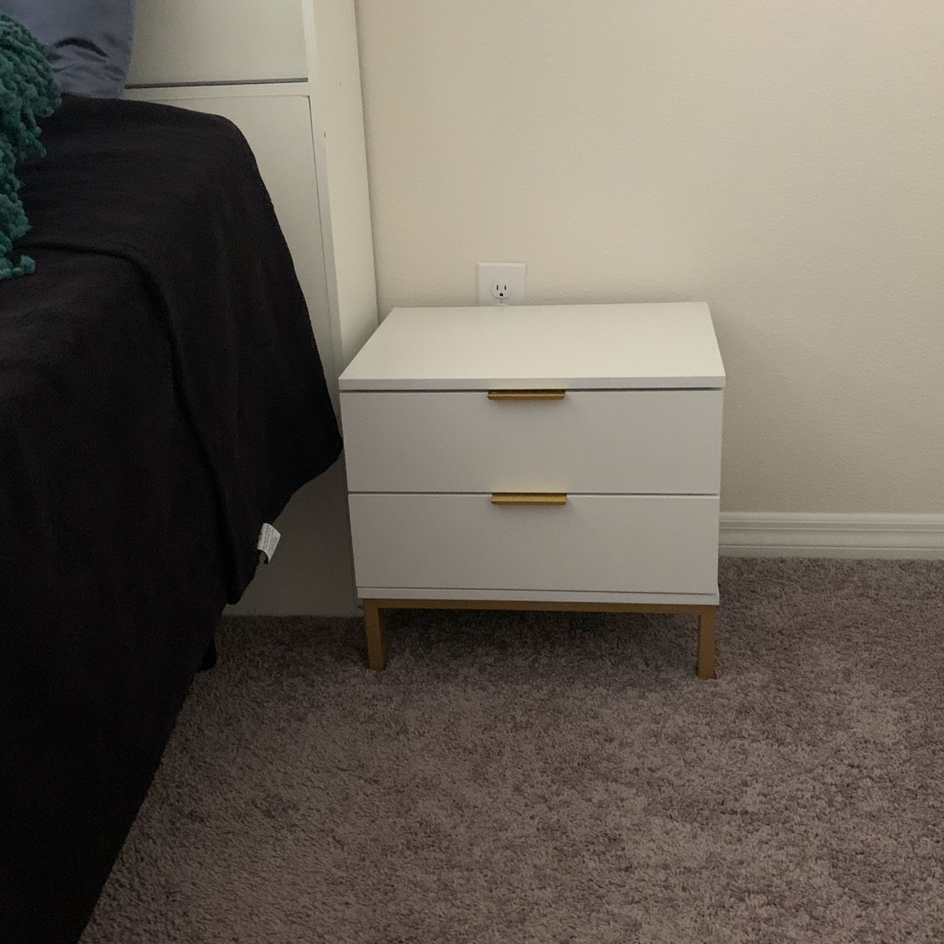 White End Table With Gold Handles