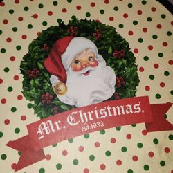 Mr. Christmas 6 Holiday Dessert / Salad Plates (8”) Vintage Look Santa Box NIB