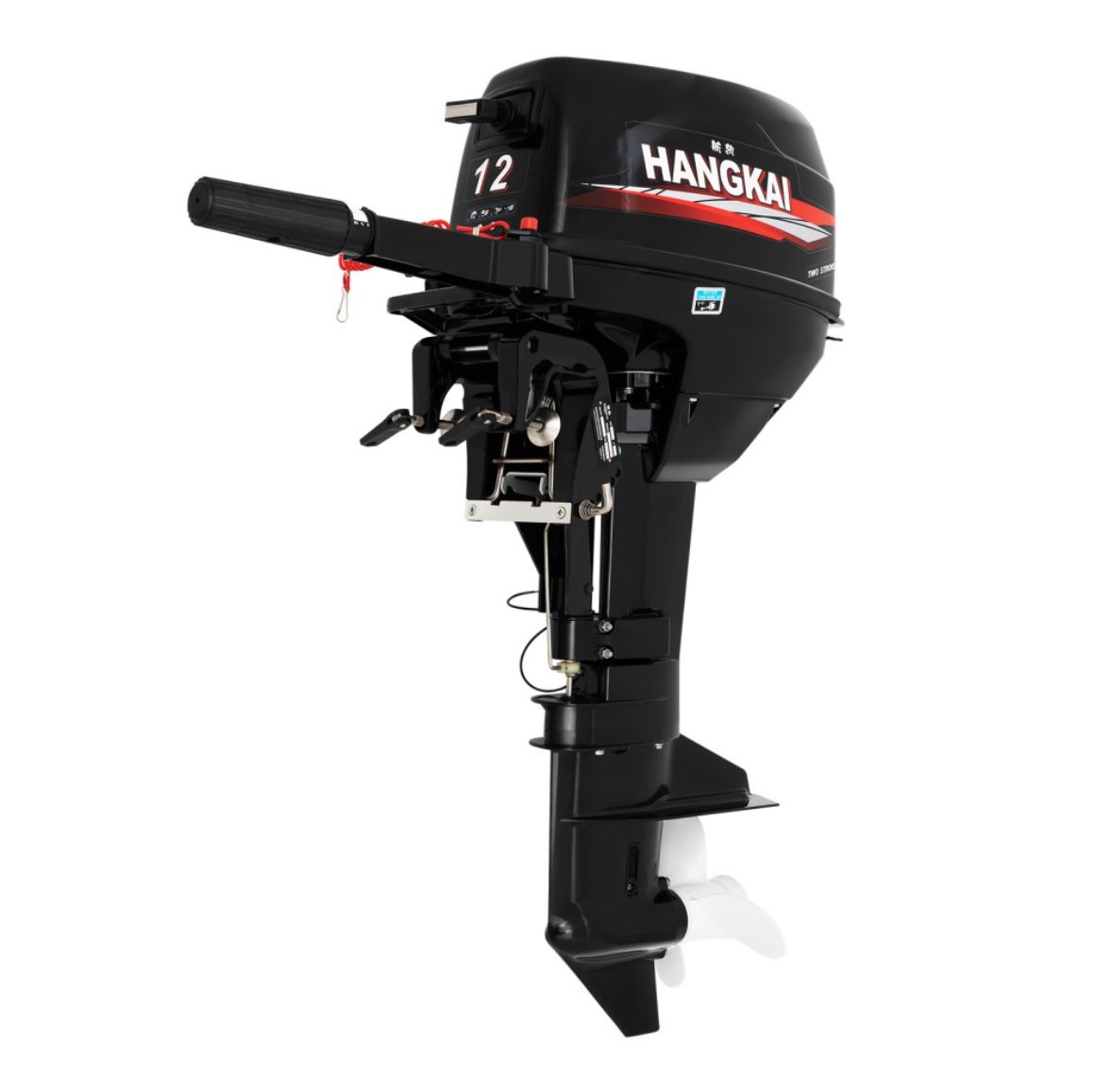Hangkai 2 Stroke 12 hp Outboard Motor, Short Shaft 169CC 12hp 2 Stroke Outboard Motor With Water Cooling System Fishing Boat Engine With Fuel Tank