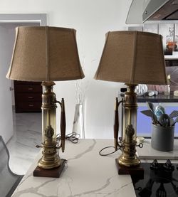 antique torch lamps set 2