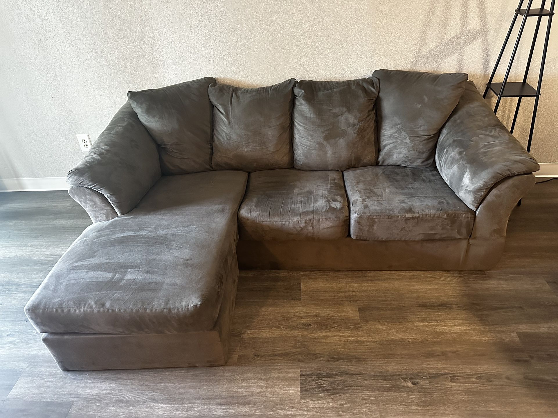 Grey Suede Couches 