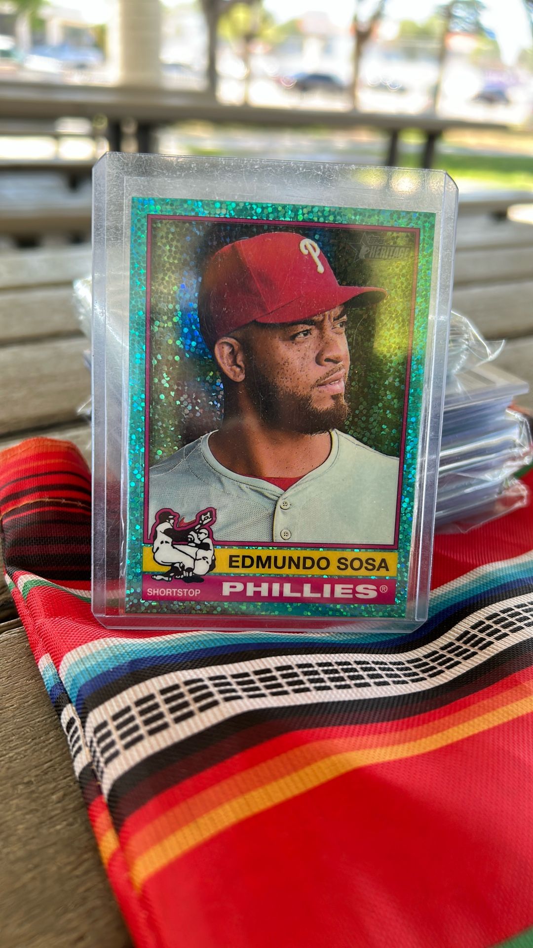 2025 Topps Heritage Light Blue Sparkle #250 Edmundo Sosa Philadelphia Phillies