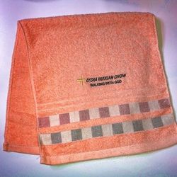 Checkered Fashion Soft  Cotton Embroidery Bath Towel 28 * 13 inchesI ( Orange )