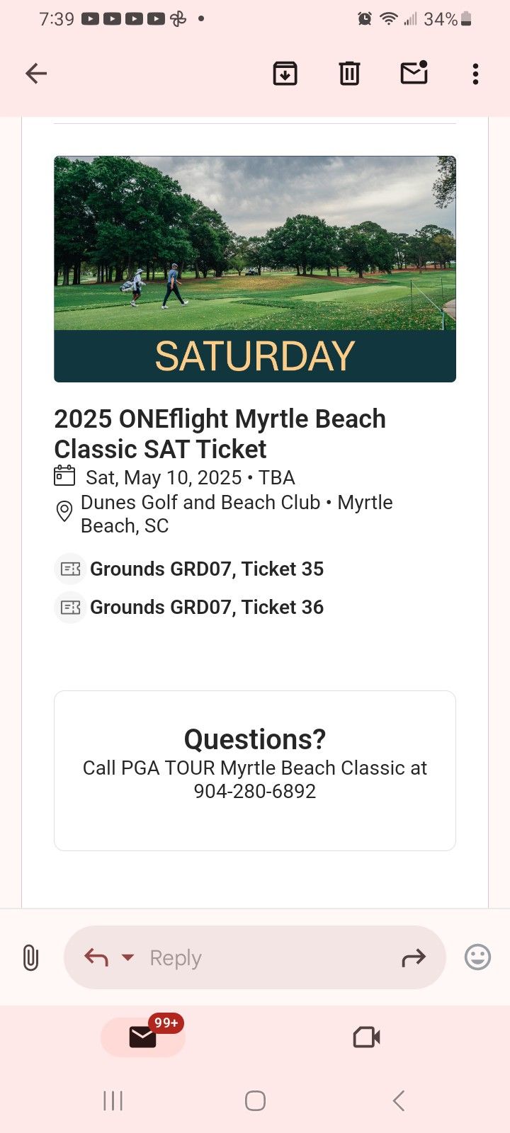 2 Tickets --2025 Oneflight Myrtle BEACH Classic -Tyler HUBBARD PERFORMING