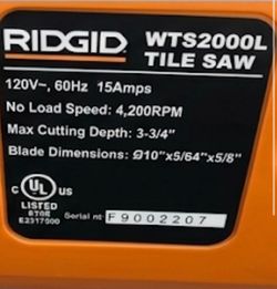 ‼️RIDGID TILE MACHINE ON A STAND WTS2000L 10-inch Wet Tile Saw ‼️PLEASE, CHECK MY OTHER LISTINGS AND FOLLOW .