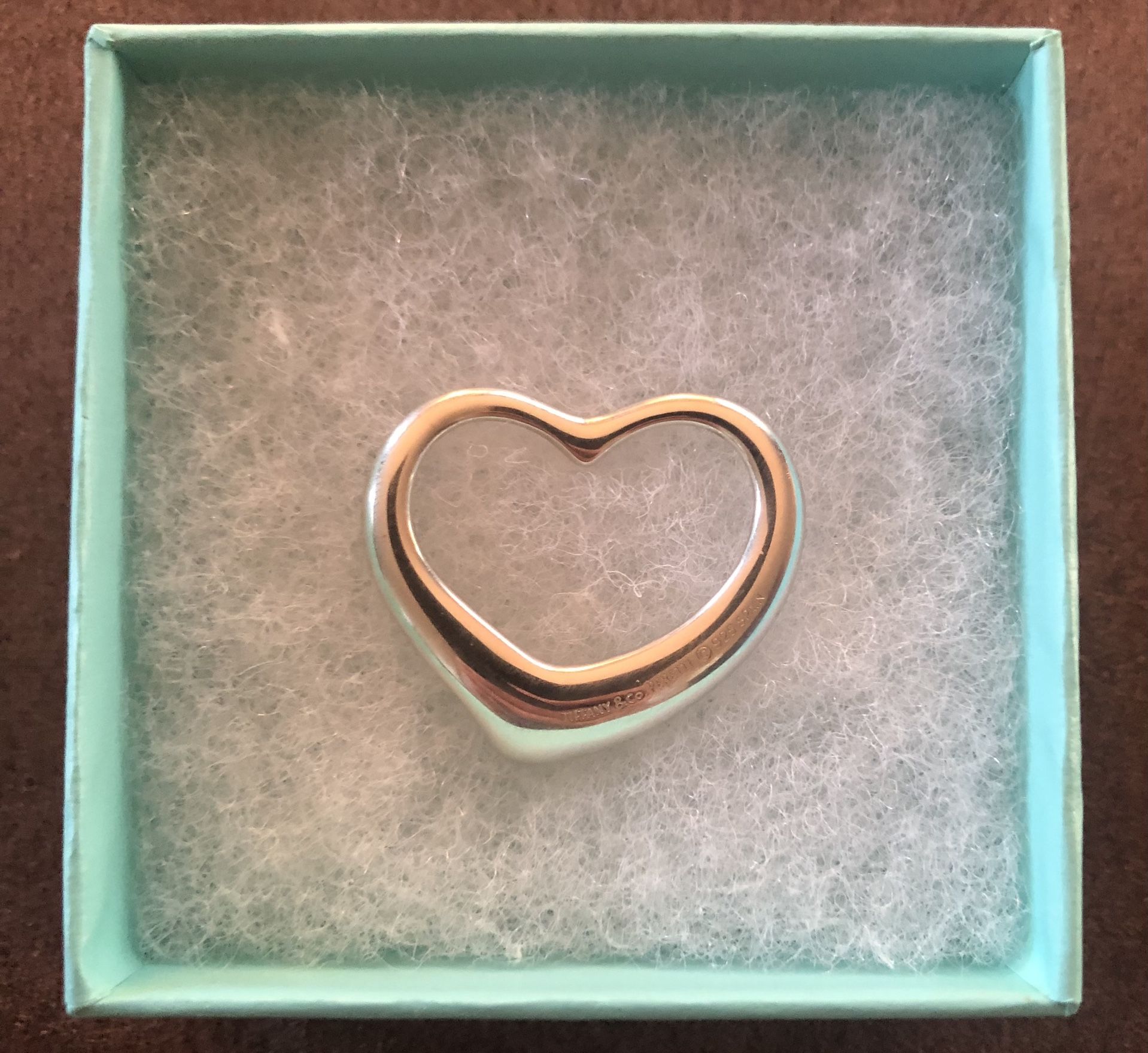 TIFFANY & CO. Elsa Peretti 925 Sterling Silver Large Open Heart Pendant With Pouch & Box VGC