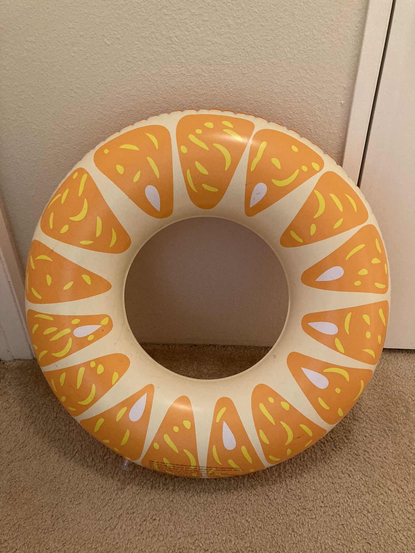 Patched - 30” Small Round Orange Inflatable Pool Float Tube Swim Ring Raft Lounge Toy