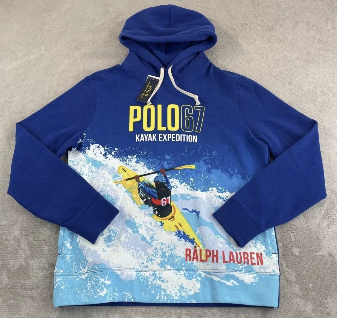NWT POLO RALPH LAUREN Men POLO 67 Expedition Blue KAYAK Fleece Hoodie! L! $248!