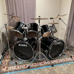 1990s Tama Rockstar DX 8-piece Drumset with hardware and cymbals