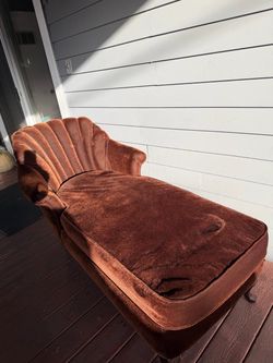 Vintage Brown Velvet Chaise Lounge Chair