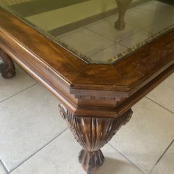 Rosewood Clawfoot  Glass top Coffee Table