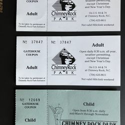 Chimney rock admission tickets, vintage, excellent!