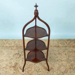 ⭕️ Antique Edwardian Inlaid Mahogany Three Tier Plant/Cake Stand