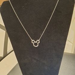 Sterling Silver Mickey Mouse Necklace 