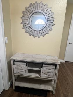 Farmhouse Sliding Barn Door Entryway Console Table