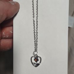 heart rose red orange sapphire necklace 