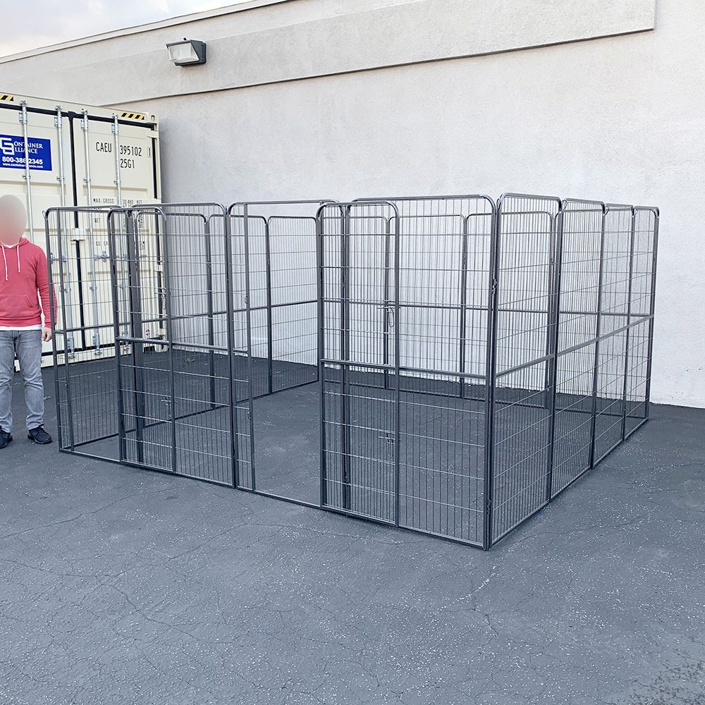 New $290 Heavy Duty 10x10x5ft Tall Pet Playpen 16-Panel Dog Crate Kennel Exercise Cage Fence 