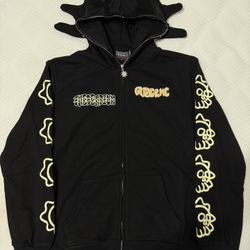 Glo Gang Black Skull Zip Up Hoodie
