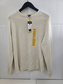 ⚡ NWT Eddie Bauer Men's Double Knit Sweater (Medium - Irish Cream) ⚡