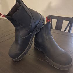 Redback Black Leather Steel Toe Work Boots 8 1/2