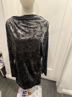 Black Crushed Velvet Long Sleeve Mini Dress