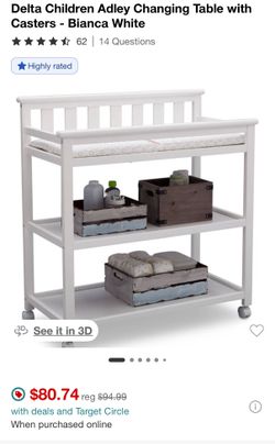 Delta Children Changing Table With Casters - Gray