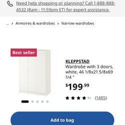 IKEA Kleppstad Wardrobe With 3 Doors