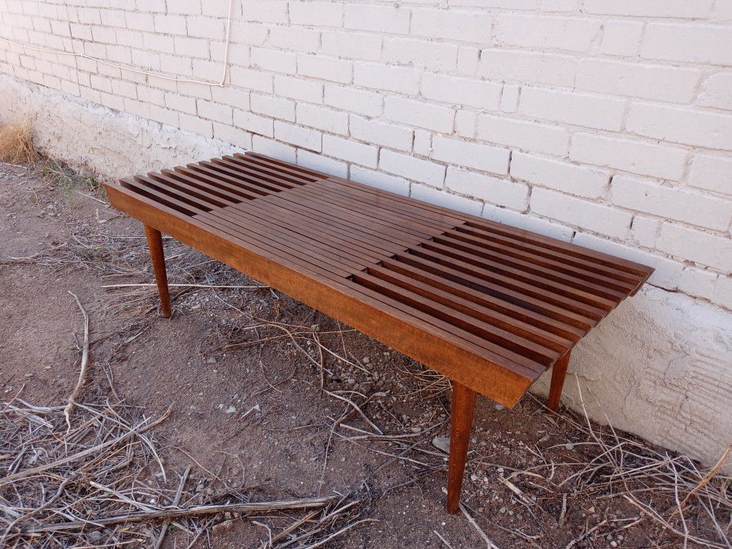 Mid Century Slat Table Bench