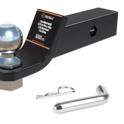 DEEAGLE 2 Inch Ball Hitch With Pin, Heavy Duty Steel Receiver Hitches, Trailer Ball Hitch Fits 2 Inch Receiver, 6000lbs, 2 In Drop