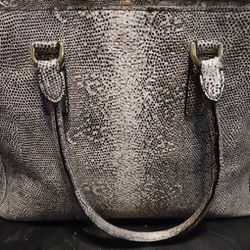 Reduced - TALBOTS Brand Designer Leather Handbag - REPTILE PRINT3