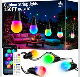 150FT Outdoor String Lights, RGB+IC Patio Lights with 45 LED Bulbs
111 Scene Modes, Music Sync,