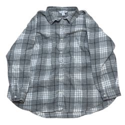 Old Navy Button Up Shirt Men’s XXL Grey Plaid Flannel The Classic Shirt Preppy