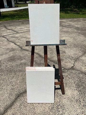 Artist easel + canvasses