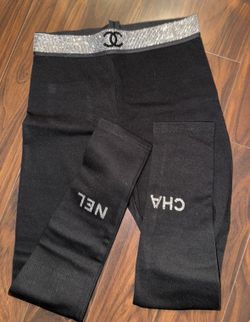 New Channel Black  Leggings. Size XS. Swarovski Embellished 