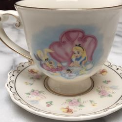 Disney Parks Alice In Wonderland Tea Cup and Saucer Set Tea For One