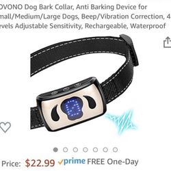 Dog Bark Collar-Anti Barking Device for Small/Medium/Large Dogs, Beep/Vibration Correction-4 Levels Adjustable Sensitivity/Rechargeable/Waterproof