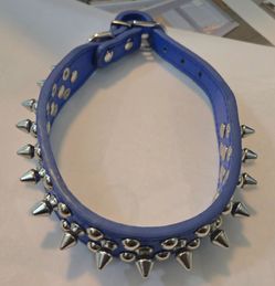 TEEMERRYCA Adjustable PU Leather Spiked Studded Dog Collars  for  Medium Pets, Purple, M 12"-15".