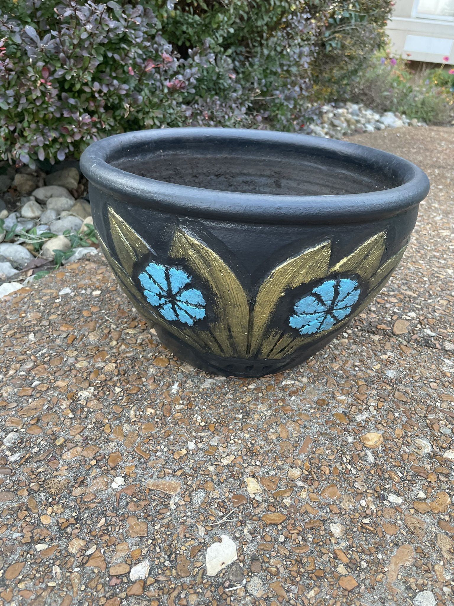 Painted Clay Flower Pot