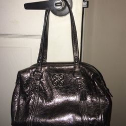 Coach Julia Metallic Gunmetal Leather Bag