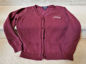 Girl's Heritage Uniform Sweater 
With Logo and Pockets , Maroon 
Size 10/12